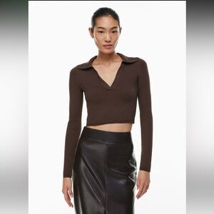 Aritzia Babaton Sculpt Knit Polo Longsleeve